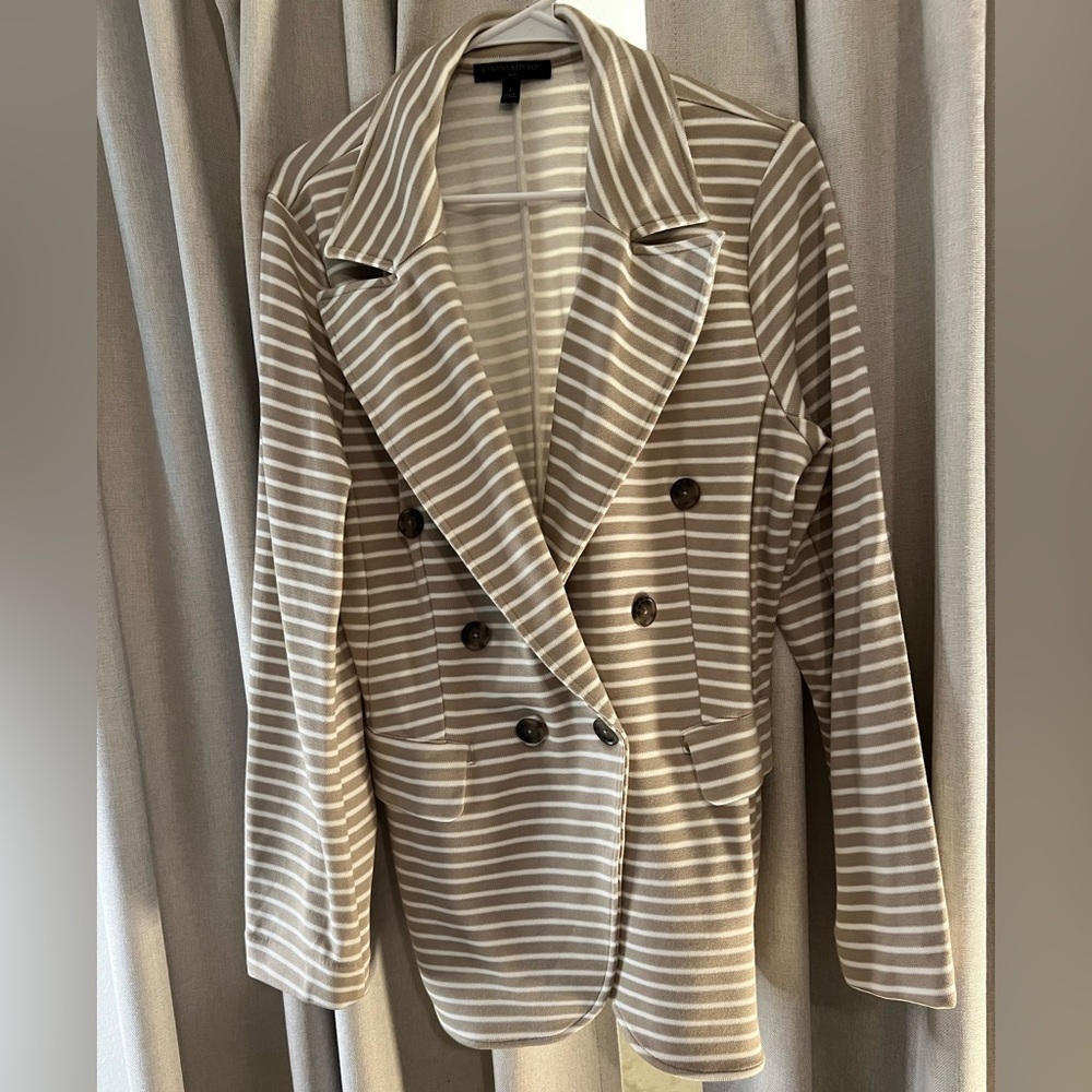 Banana Republic Factory Striped Double-Breasted Women's Knit Blazer L
